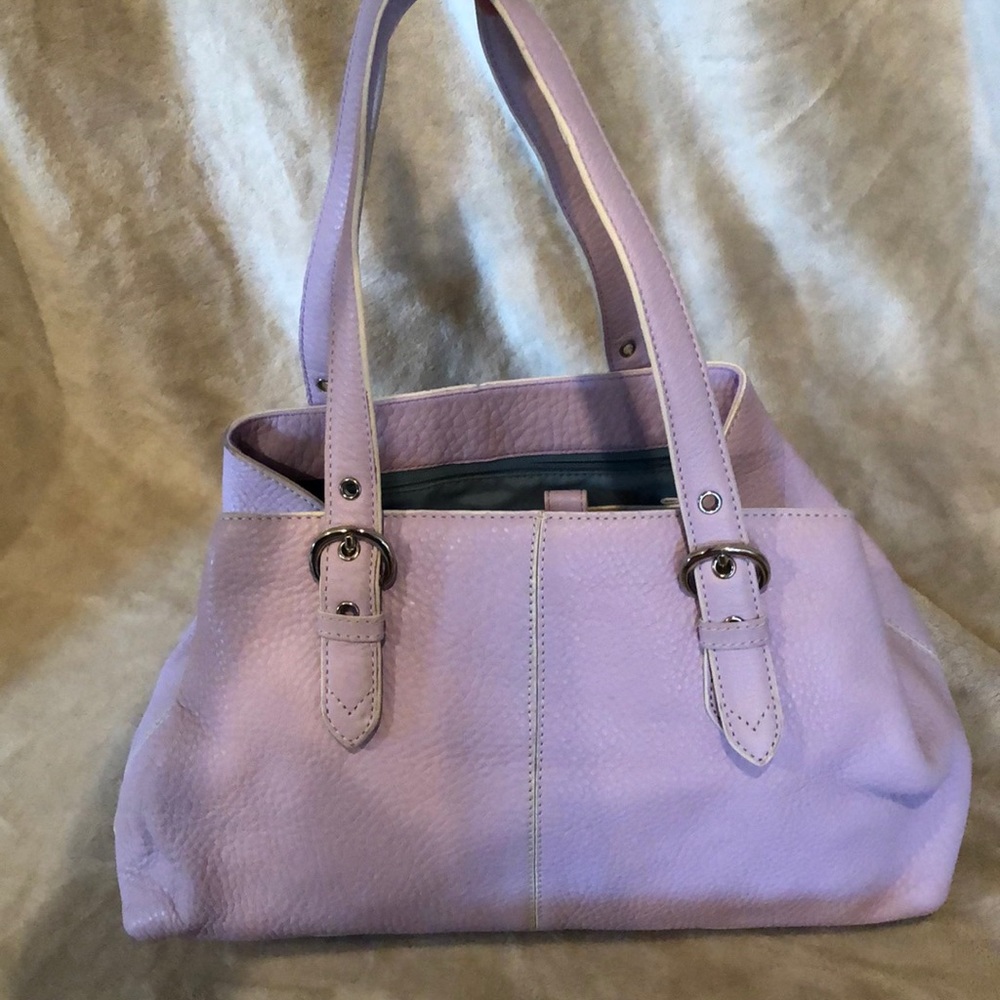 Purple leather Cole Haan handbag.